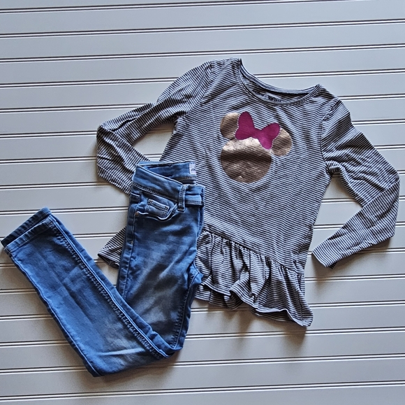 Disney Minnie Mouse Top and Jordache Skinny Jeans Size 7 Set Girls Longsleeve - Picture 13 of 13